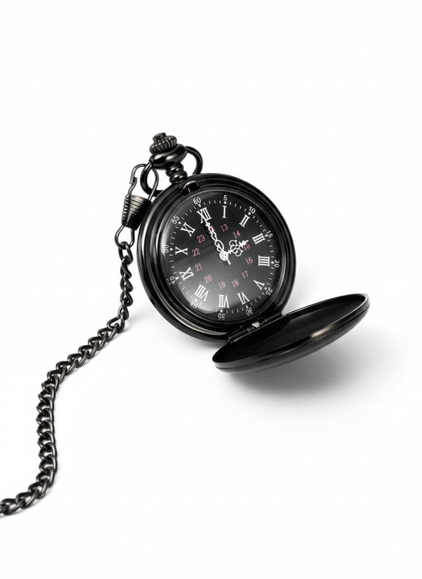 Relógio de Bolso Masculino Preto Romano